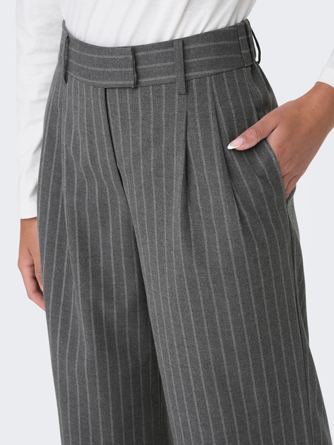 ONLDITA Normal geschnitten Hose mit weitem Beinschnitt Dark Grey Melange