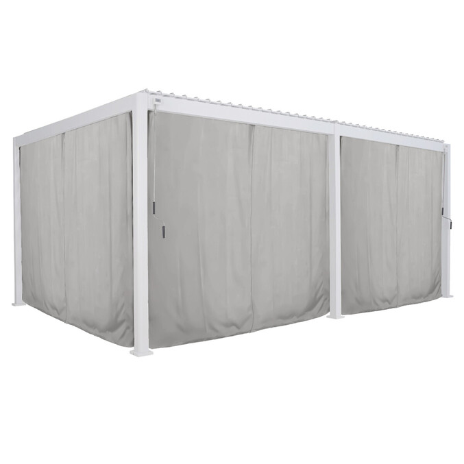 Pergola bioclimatique EVORA blanc + 1 kit de rideaux, moustiquaires et rails