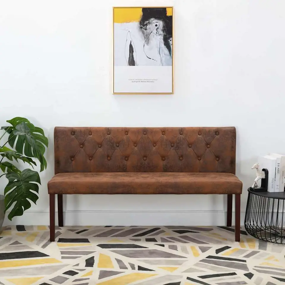 vidaXL - Bank - Bruin - Suède - 148.5 cm