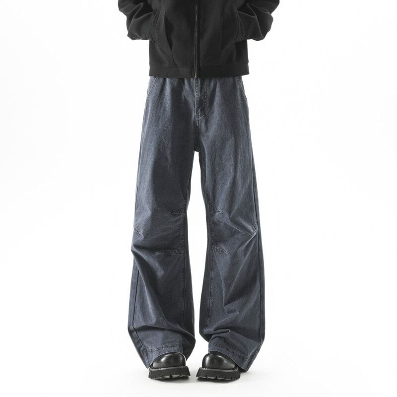 Derbundy - Mid Rise Washed Wide Leg Pants