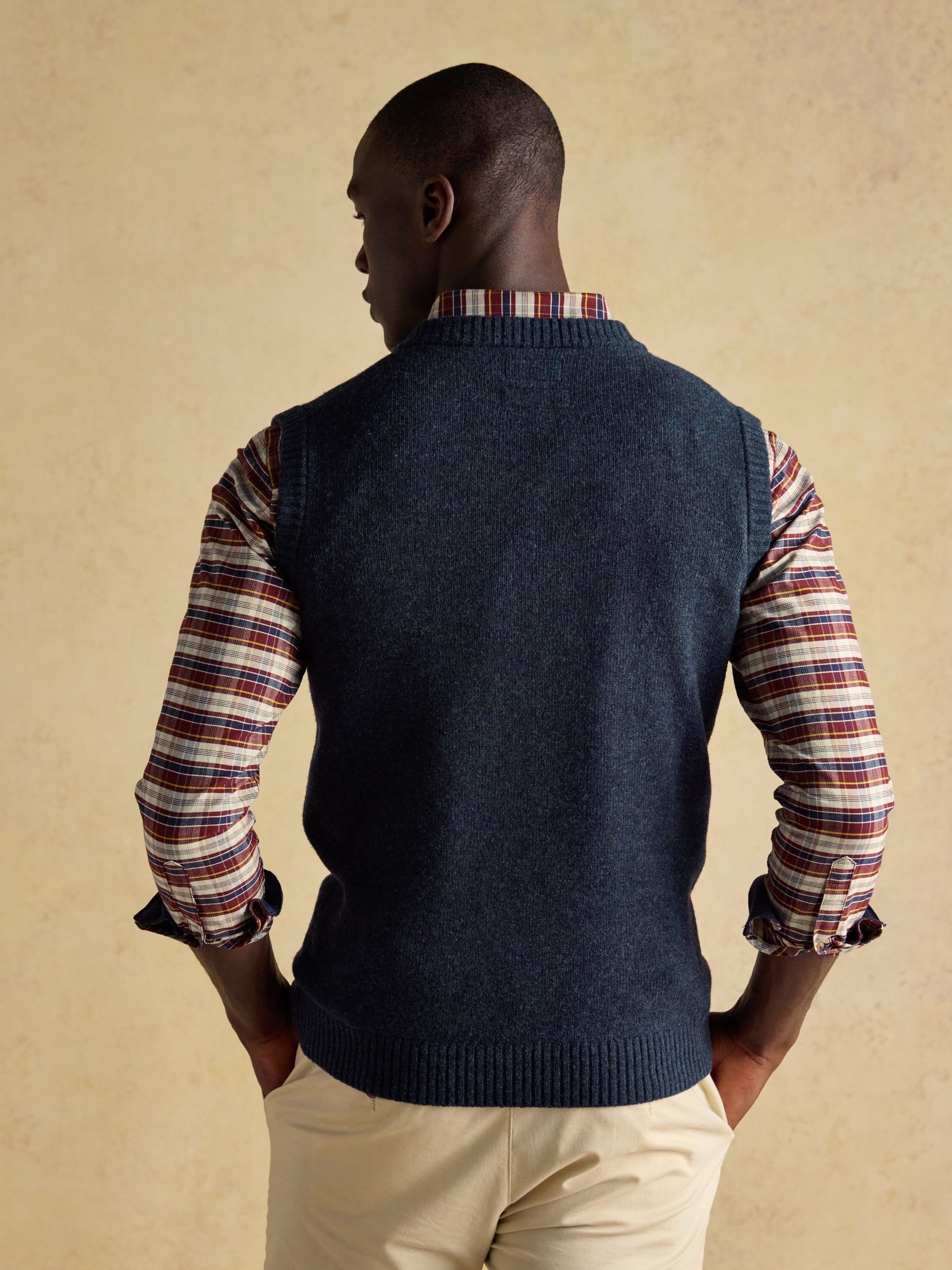 Marineblauw - Joules Highland Wool-Rich Knitted Tank Top