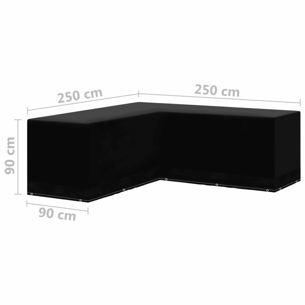 Housses de salon de jardin 2pcs forme l 12 œillets 250x250x90cm