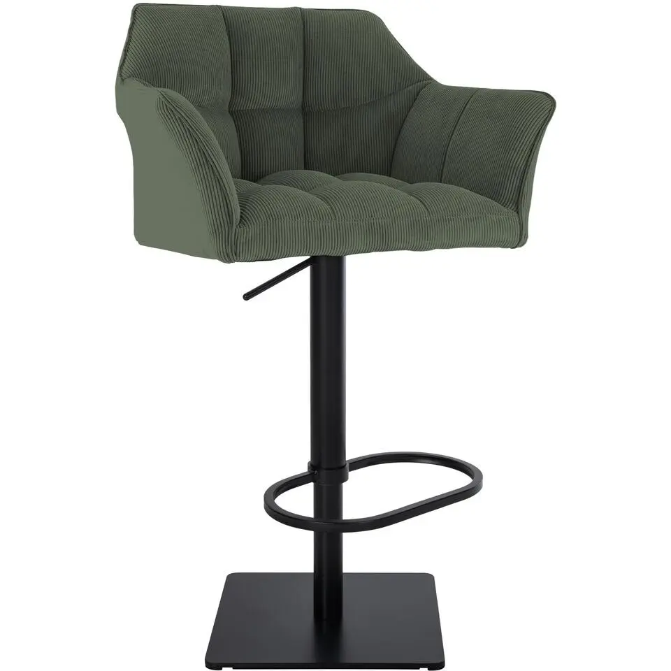 CLP Barkruk Damaso zwart Frame - Ribstof - groen