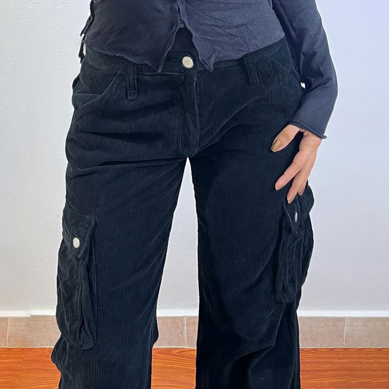 Trisica - Corduroy broek met hoge taille en wijde pijpen