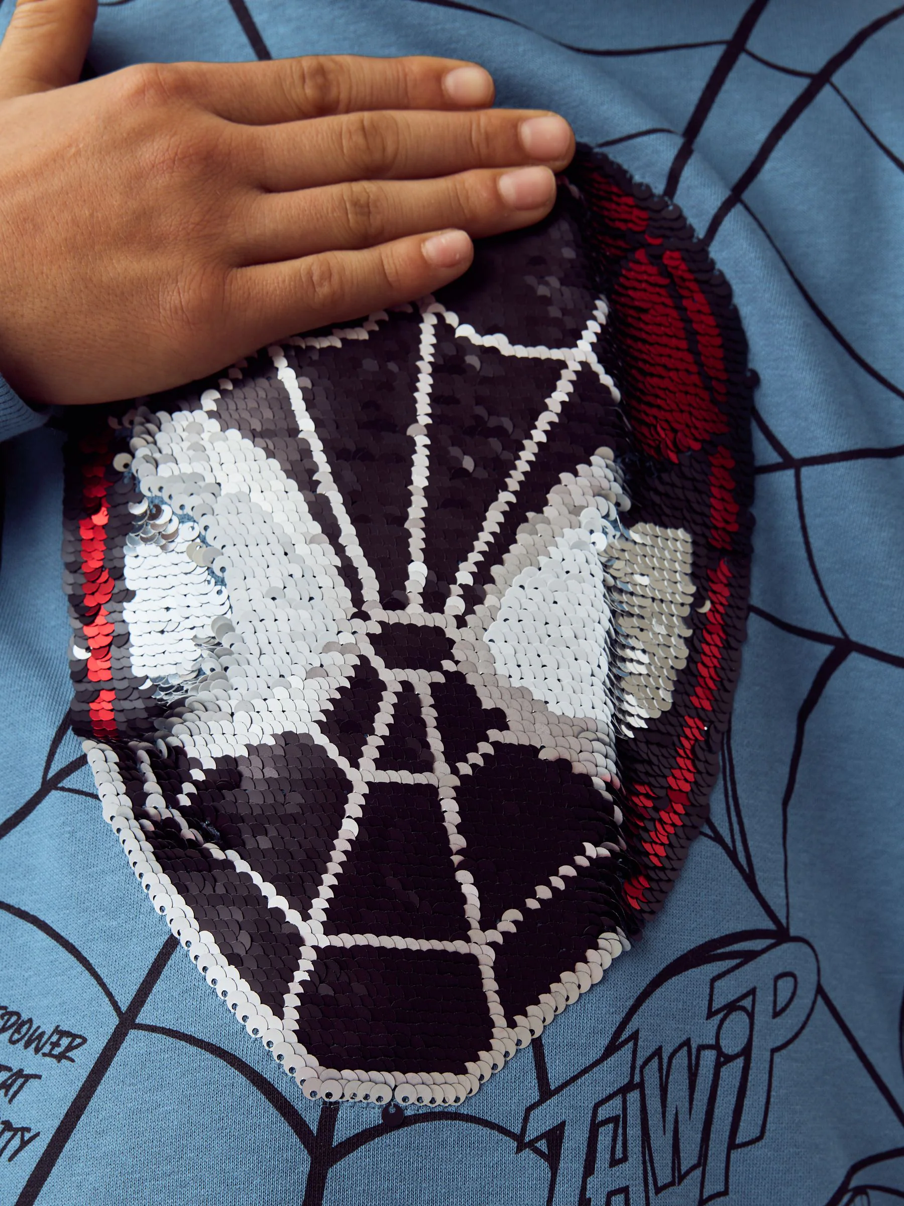 Normaal blauw - Spiderman Flip Sequin Hoodie (3-16yrs)