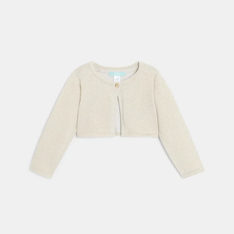 Gilet boléro court maille tricot doré bébé fille Beige
