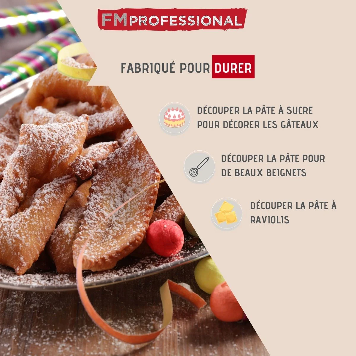 Roulette à pâtisserie cannelée 20,6 cm Pâtisserie FM Professional