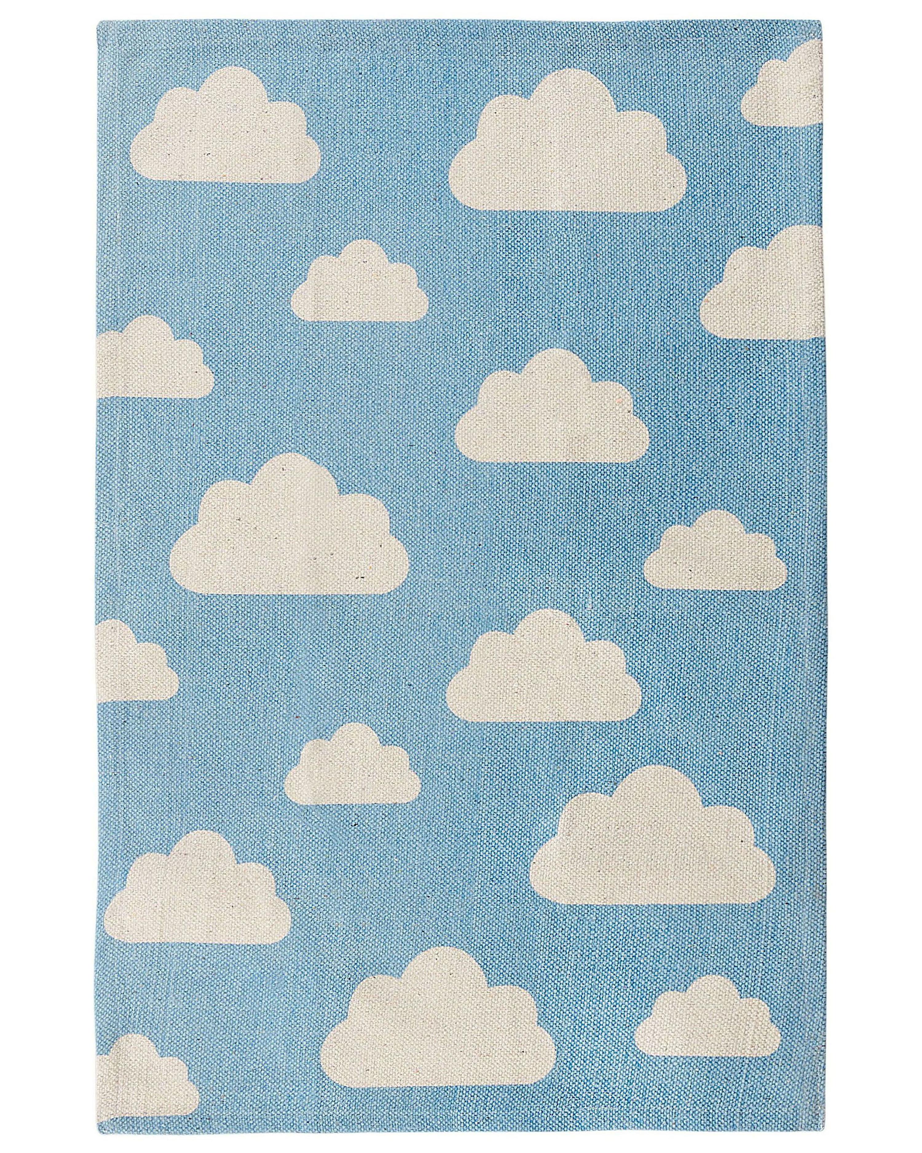 Kindervloerkleed GWALIJAR Blauw 60 x 90 cm Katoen
