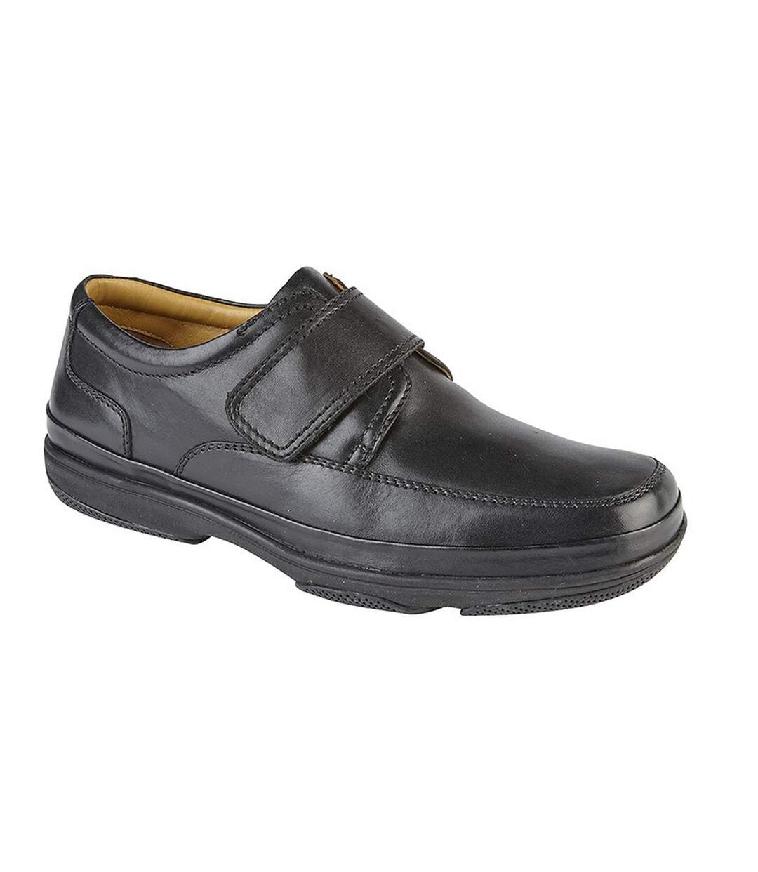 Roamers - Chaussures élégante  en cuir pour pied large - Homme (Noir) - UTDF1692