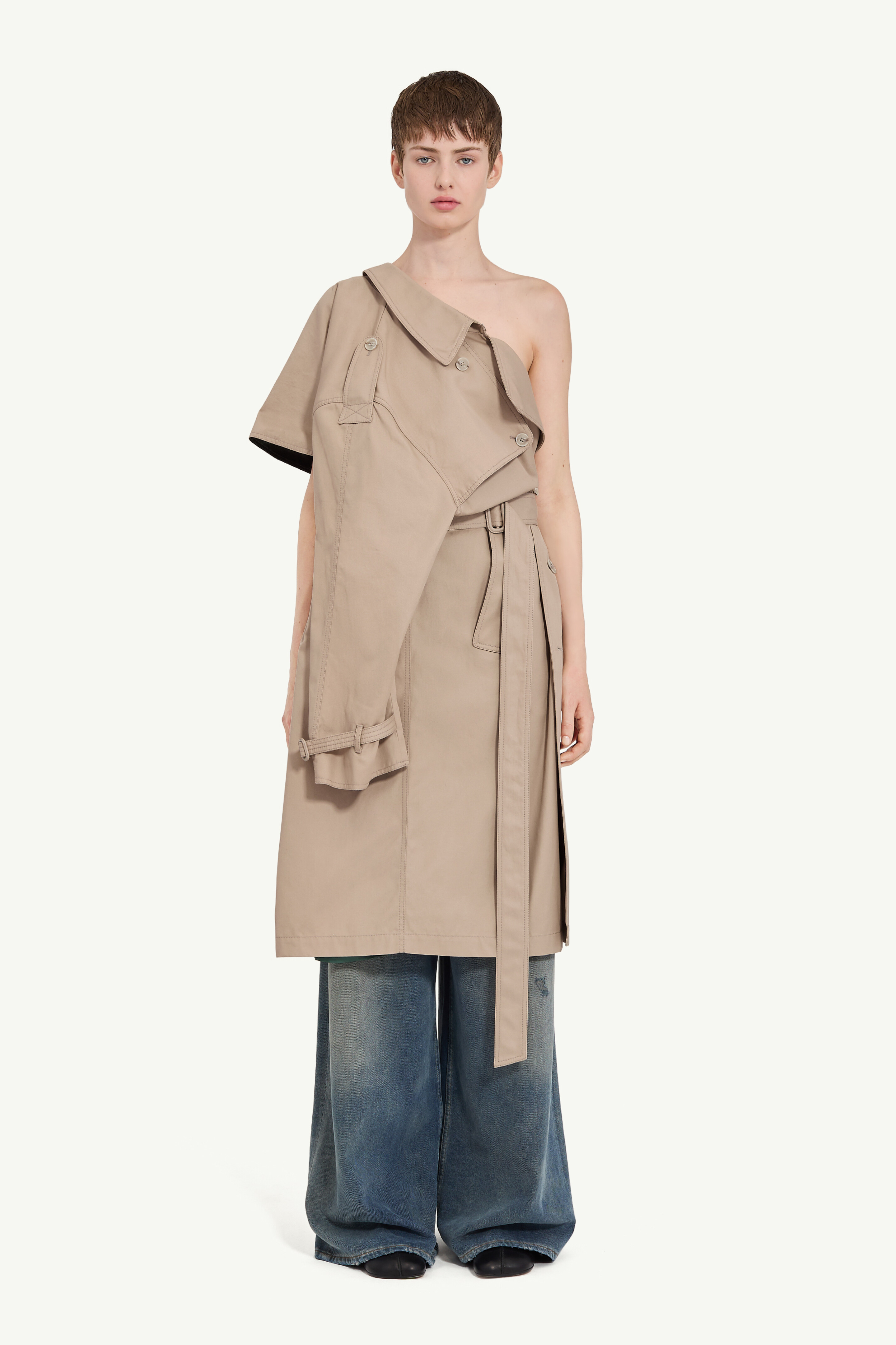 Sand Twist Double-breasted Trench Coat