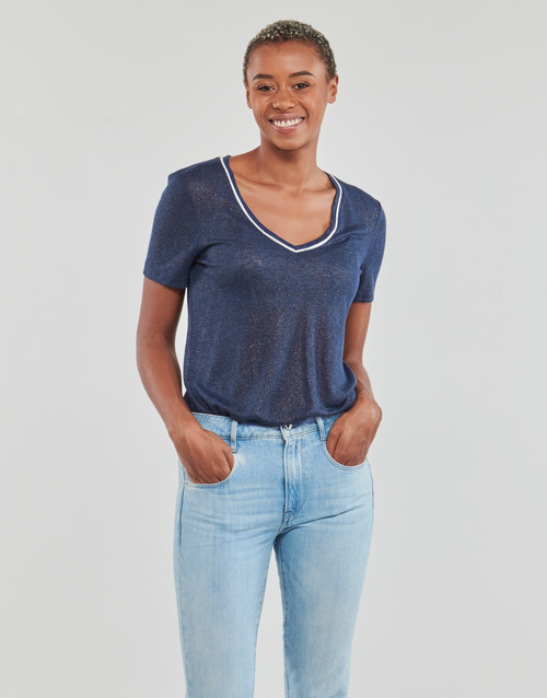 Only - ONLDORIT S/S V-NECK SHINE TOP JRS - Marine