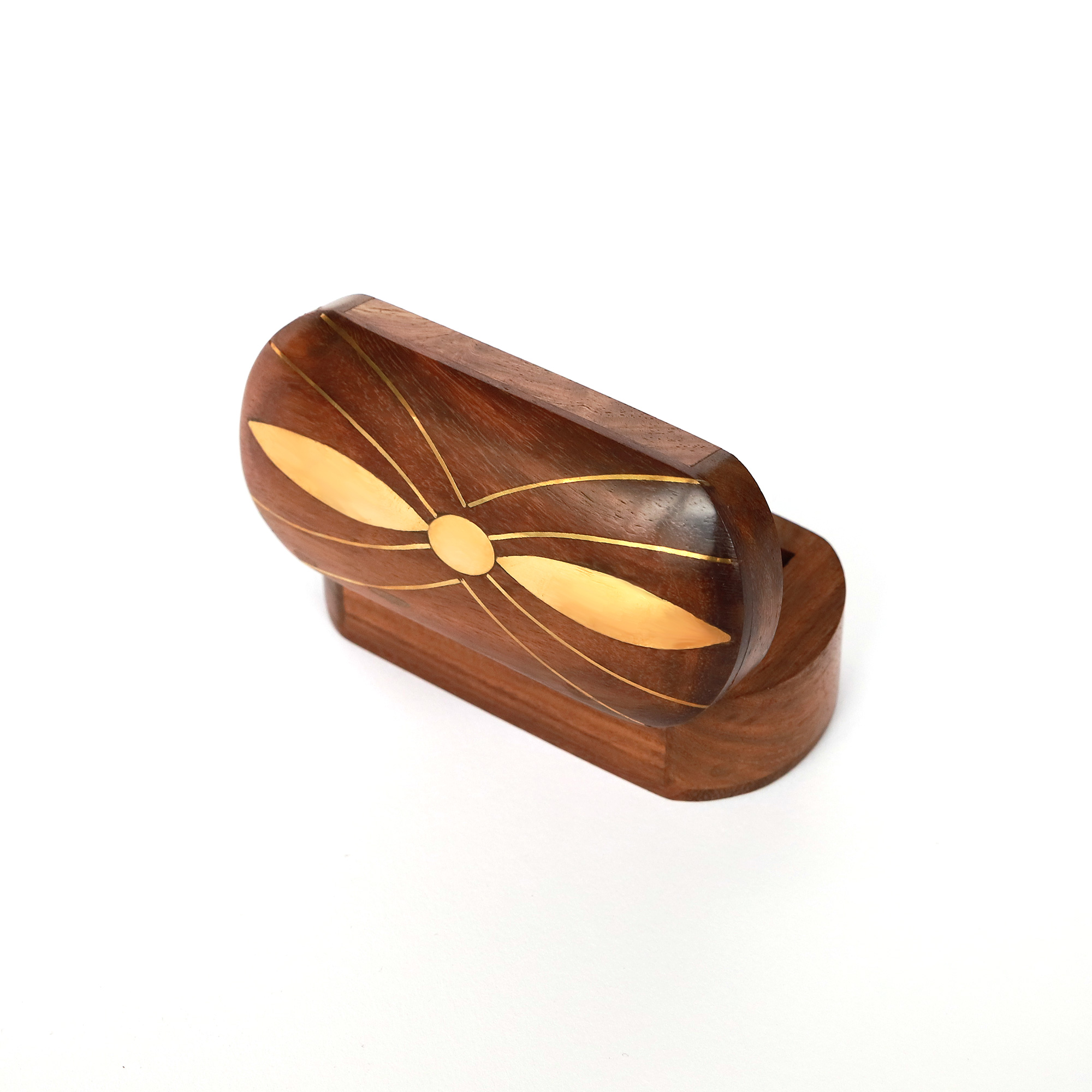 Holzbox mit Messingintarsien, Sheesham-Holz, B 10 cm, H 5 cm, L 4 cm von fischer's lagerhaus