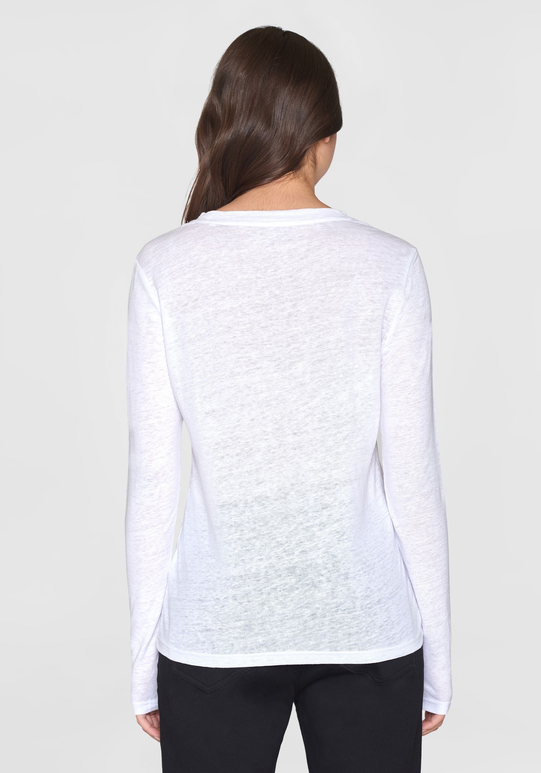 Knowledge Cotton Apparel Longsleeve Linen T-Shirt Bright White