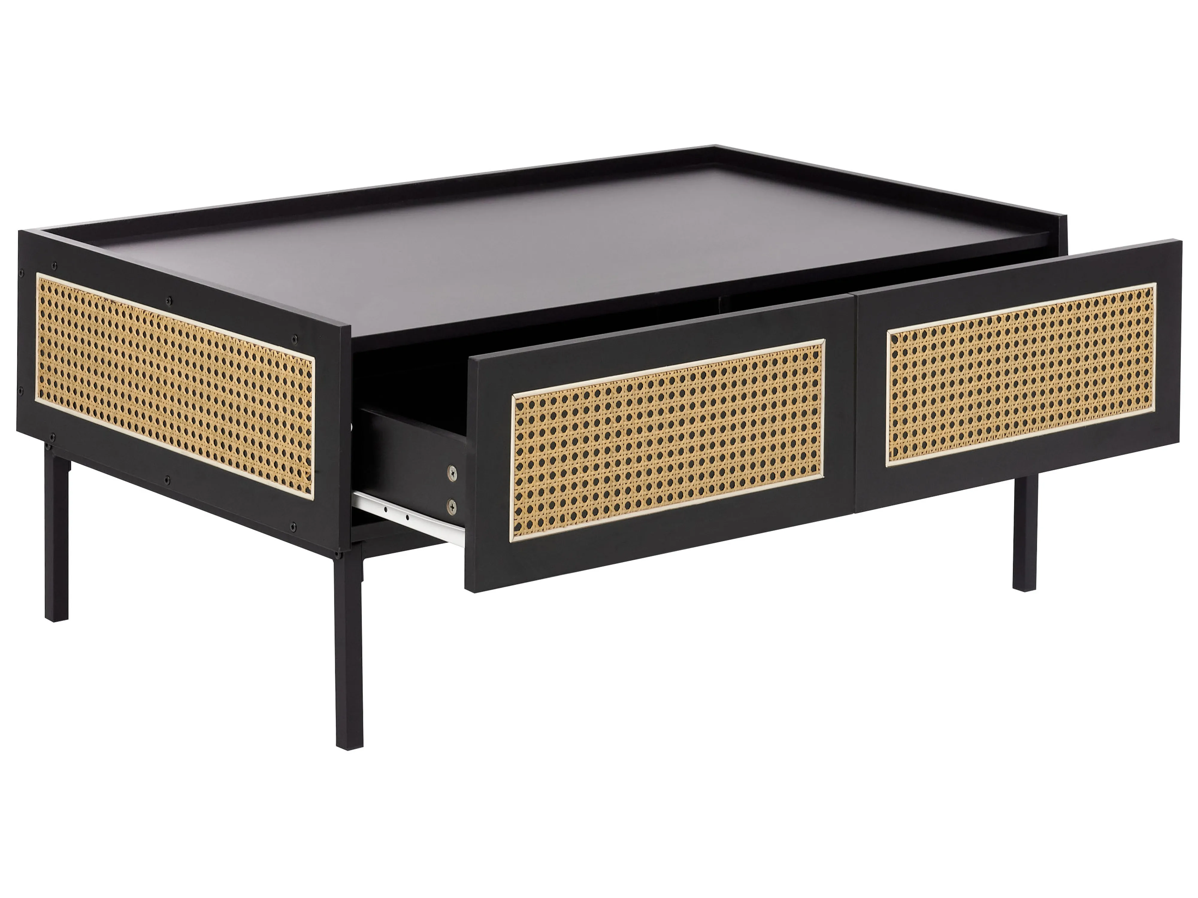 Salontafel CULLEN Rotan Zwart met opbergruimte
