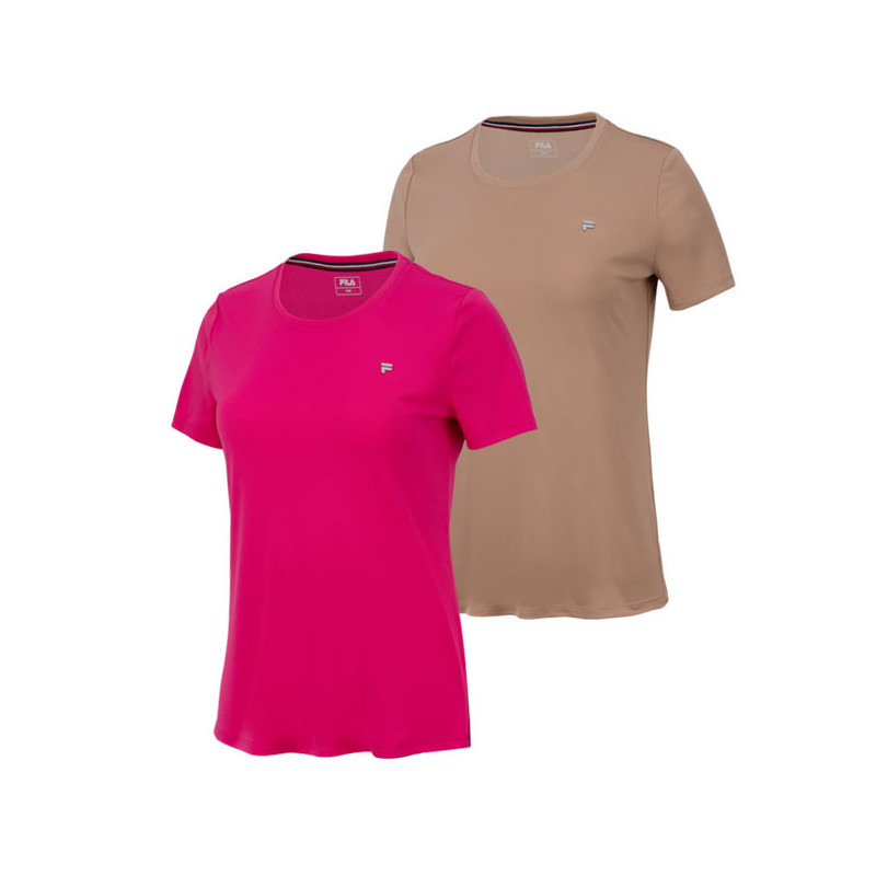 Tee-shirt femme Fila Leonie beige ou fuchsia