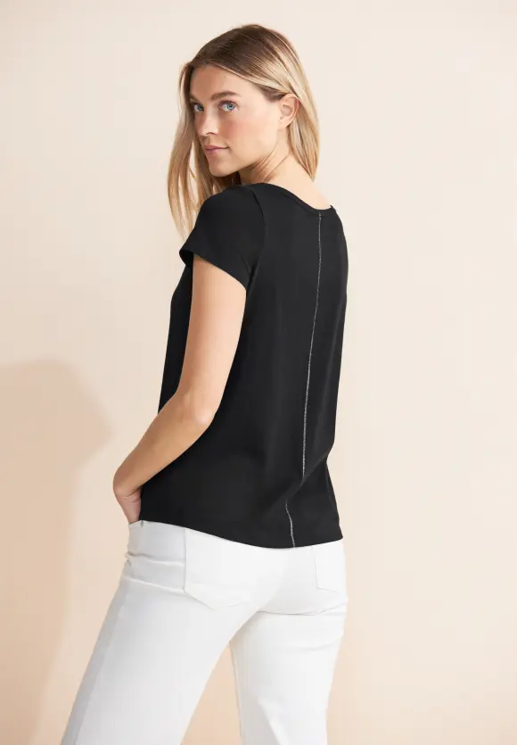 T-Shirt mit Partprint - Black