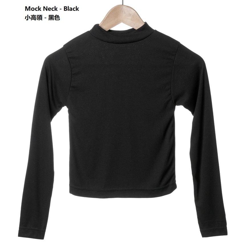 Hopsi - Lange mouwen mockneck / ronde hals effen cropped T-shirt