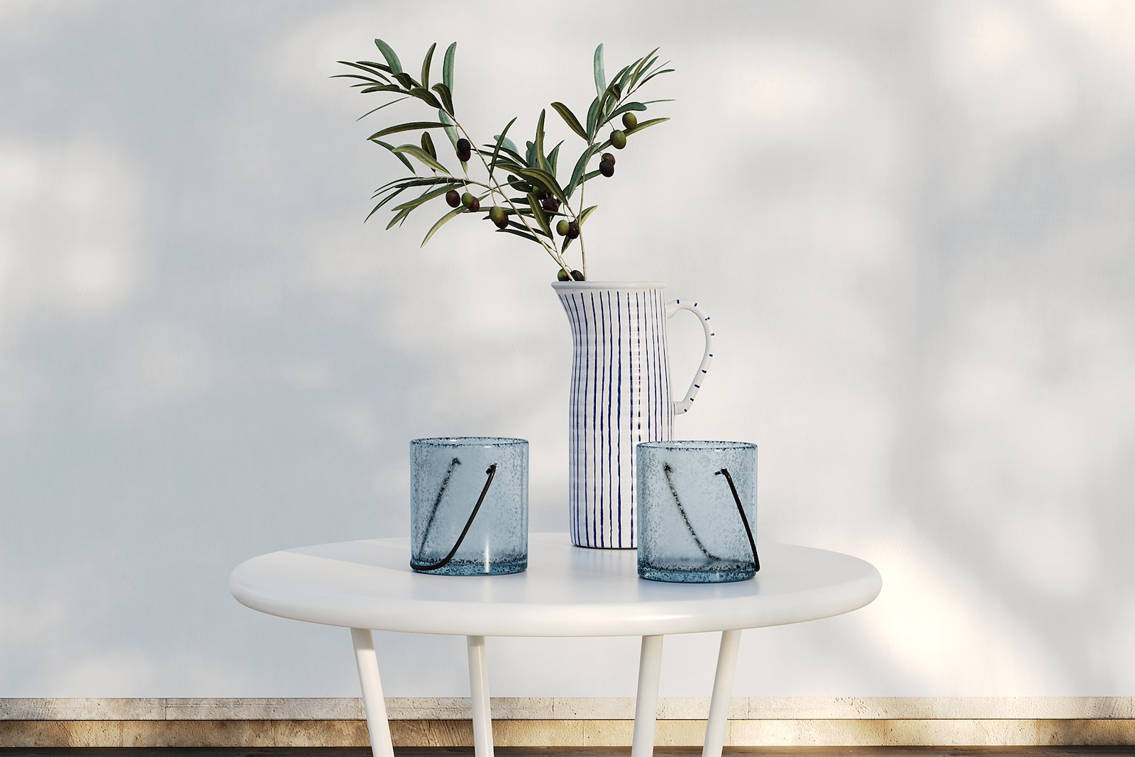Skagen vannmugge/vase Blå og hvit B17,4 cm H28,4 cm