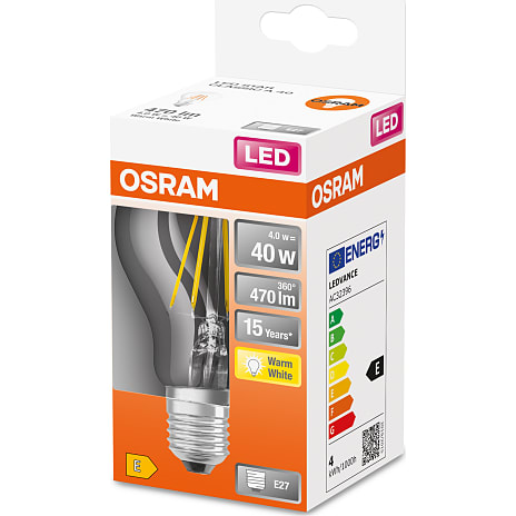 Osram LED kronepære 40W - varmt hvidt lys