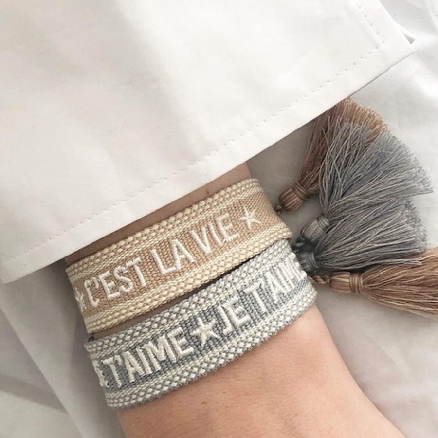 DARK Woven Friendship Bracelet C'est La Vie Sand