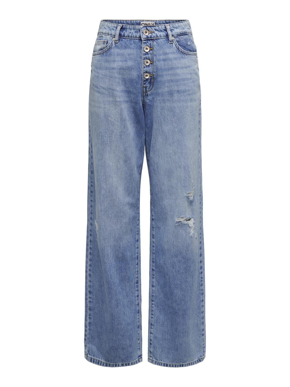 ONLMOLLY Hohe Taille Weiter Beinschnitt Jeans Light Blue Denim