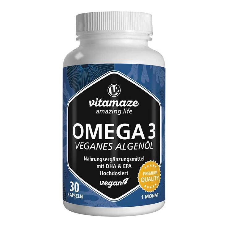 Omega-3 Vegan Algenöl hochdosiert Kapseln, 30 St