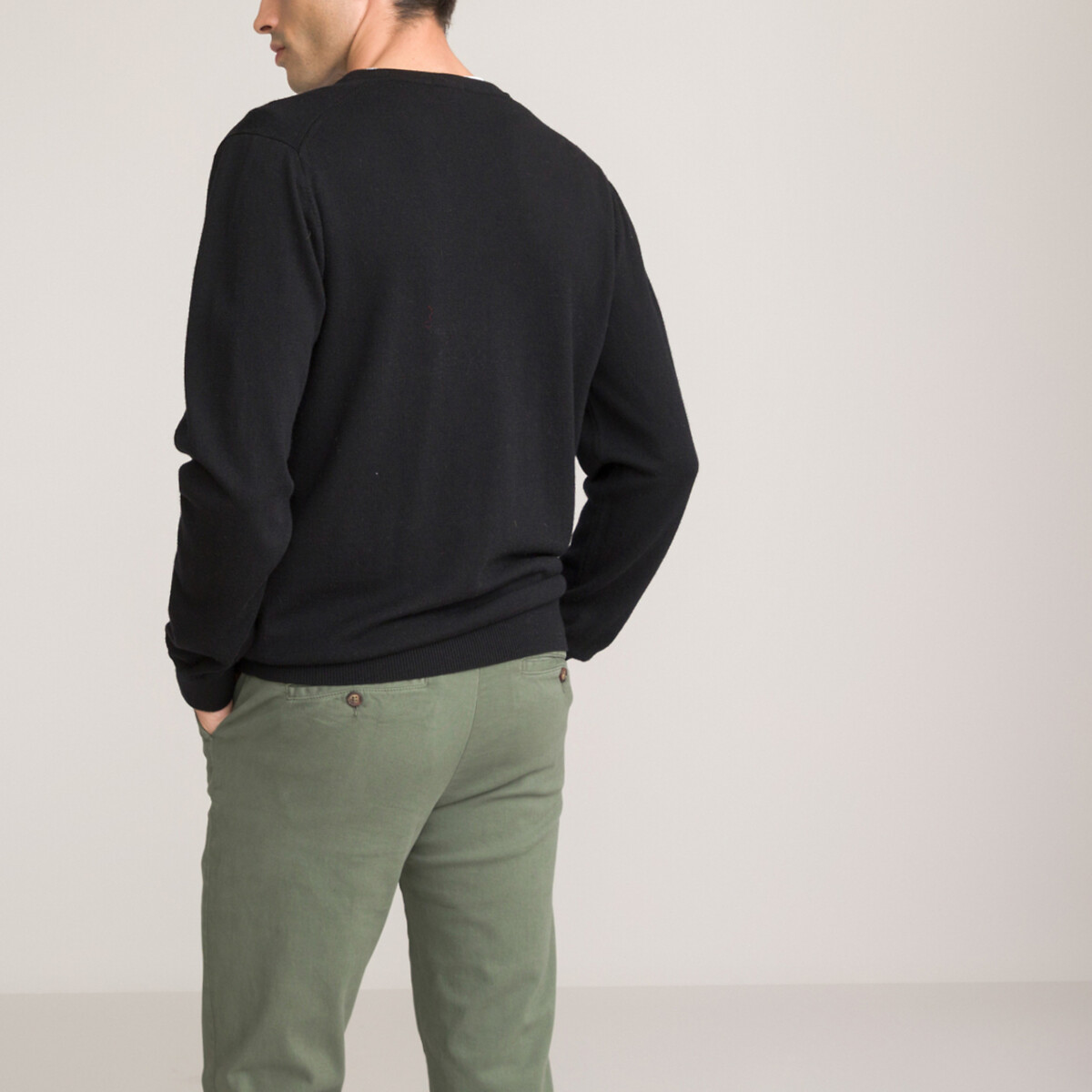 COLEÇÕES LA REDOUTE<br>Suéter com decote em V em lã merino, fabricado na Europa