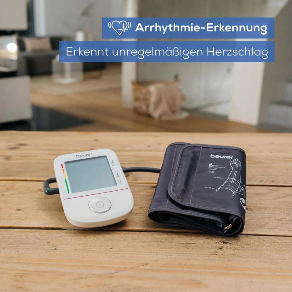BM 38 Blutdruckmessgerät für den Oberarm mit Arrhythmie Erkennung / USB C Anschluss / App Funktion für iOS / Android (10361) - Weiss
