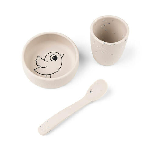 Coffret Premier Repas en Silicone BIRDEE Sable - DONE BY DEER