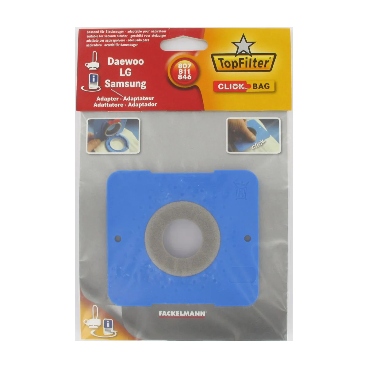 Adaptateur Click Bag pour aspirateurs AEG 480 et Samsung 807/811/846 T