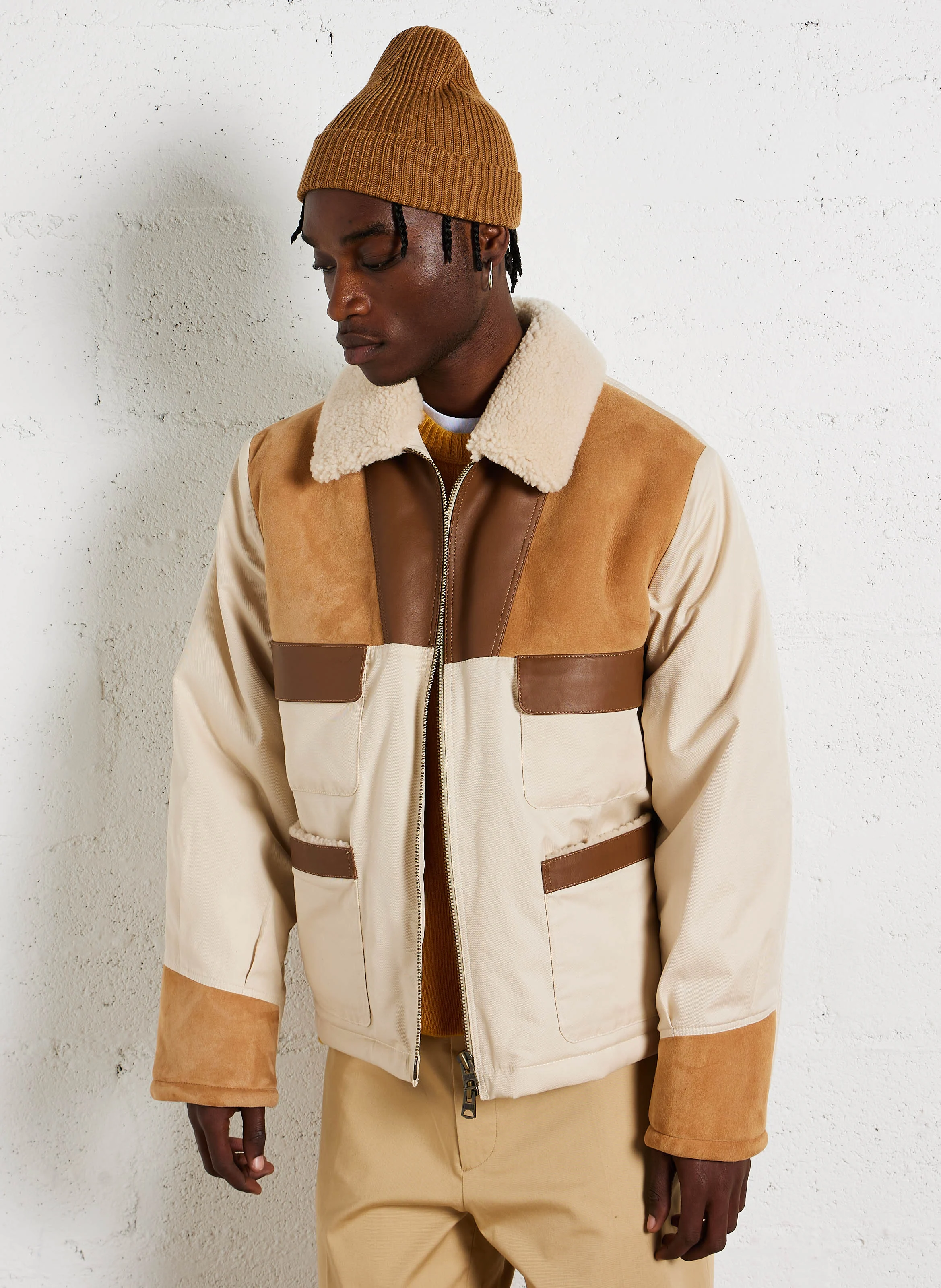 BOUME - Manteau col classique droit en coton mélangé | Beige