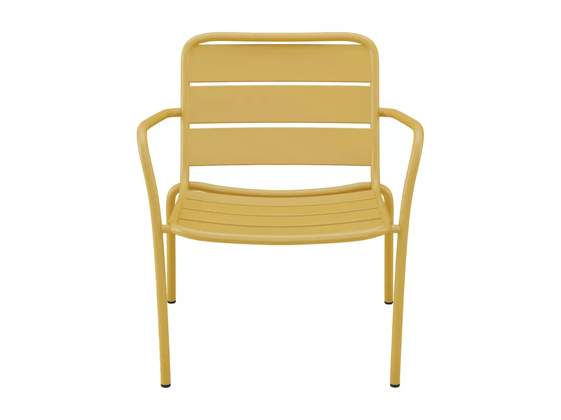 Fauteuil bas de jardin empilable en métal - Jaune moutarde - MIRMANDE de MYLIA
