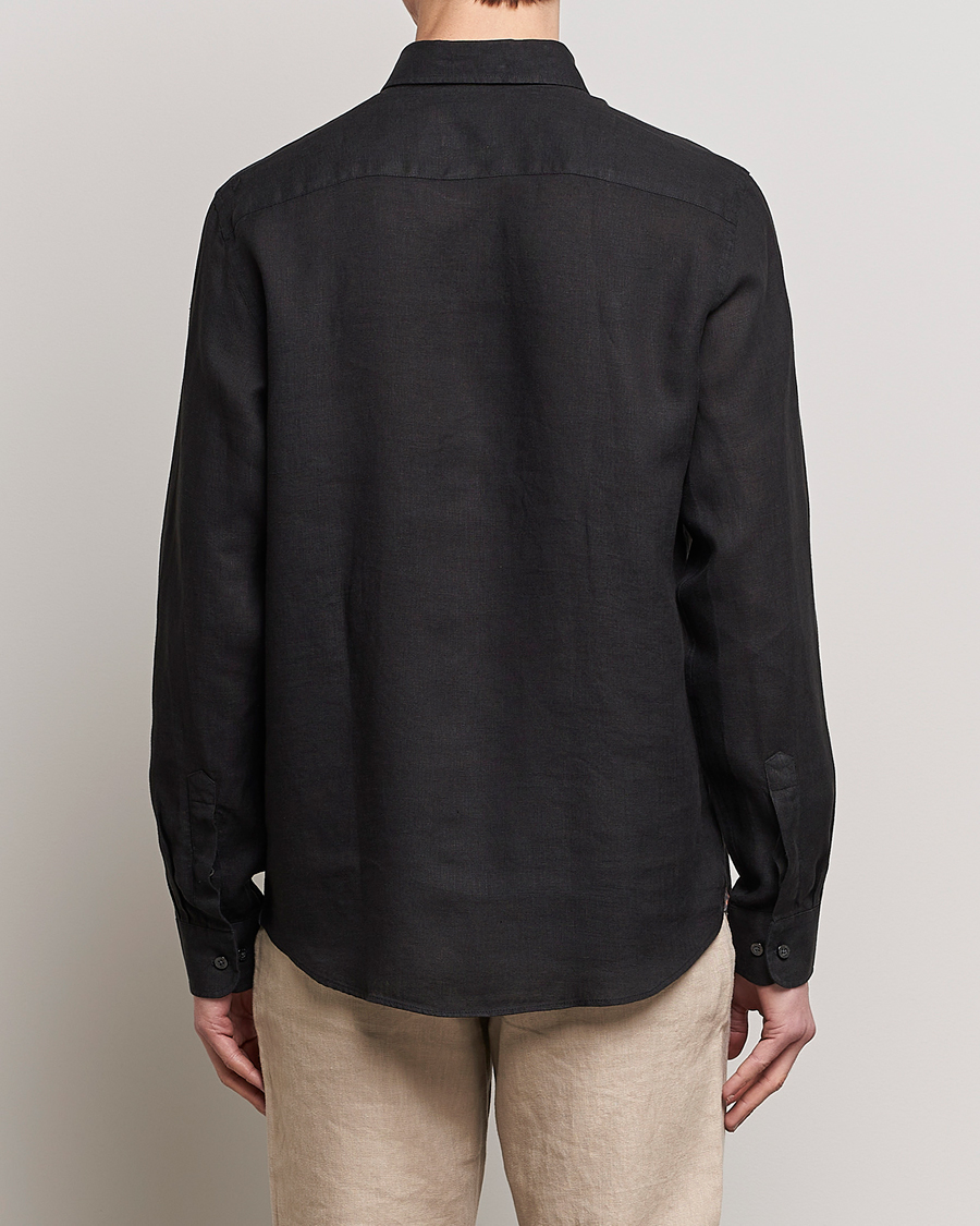 Morris Douglas Linen Button Down Shirt Black