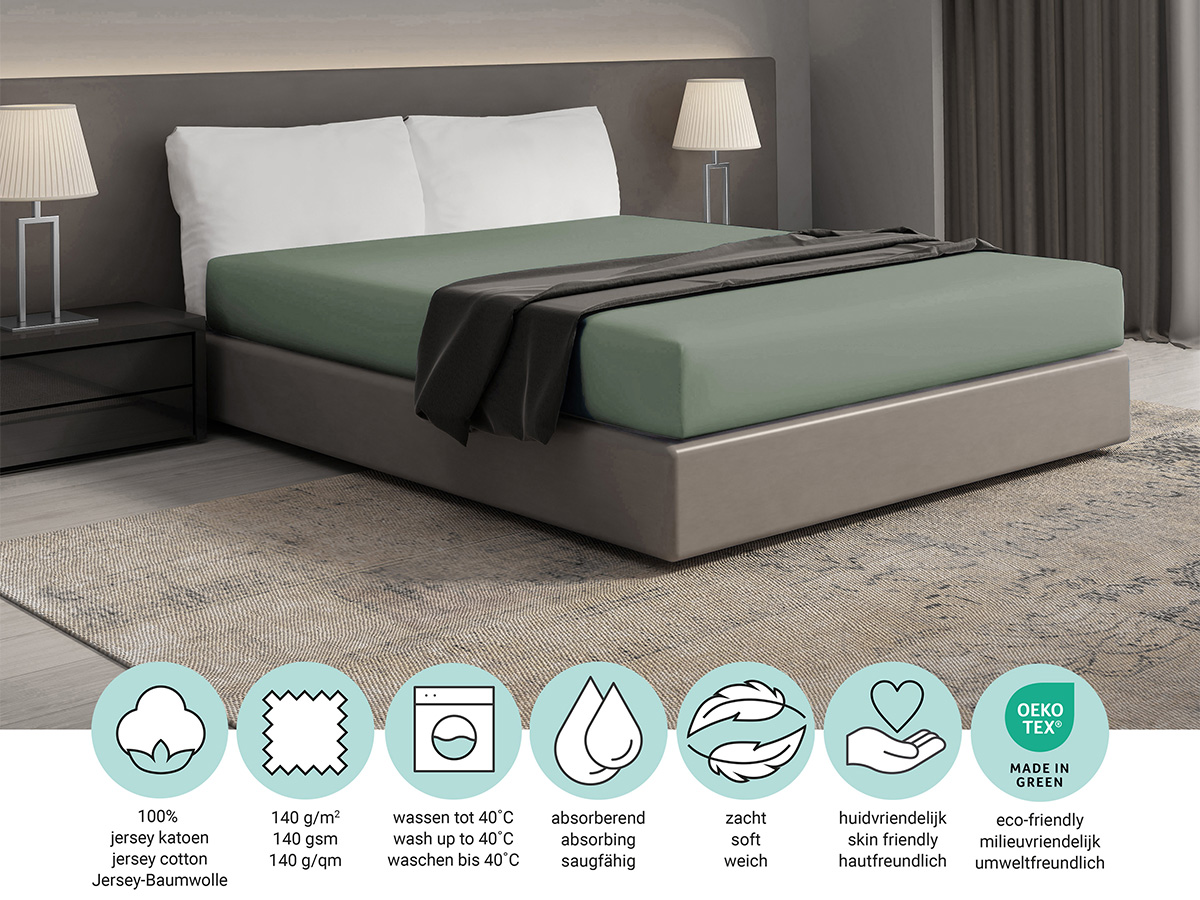 DoubleDry Jersey 140 x 200 cm hoeslaken - Old Green