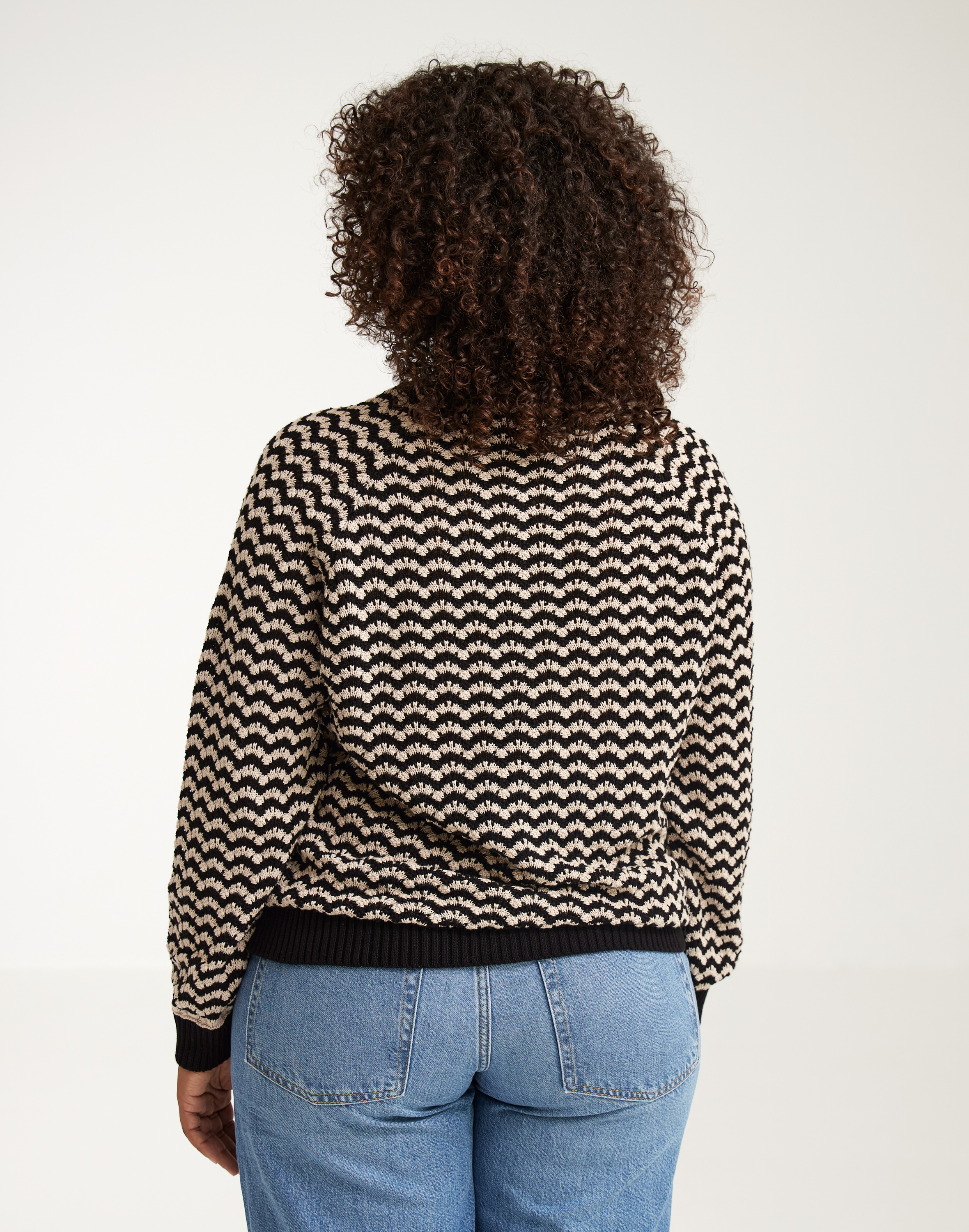 Cardigan van katoen voor dames in Zwart/beige