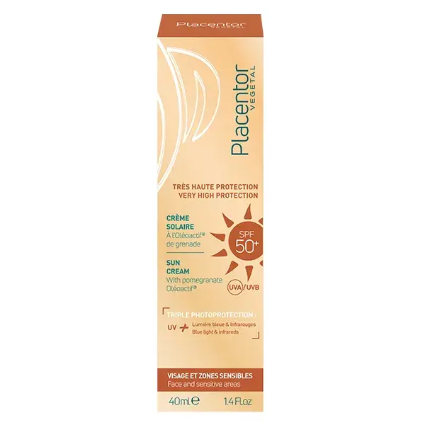 Protetor solar Placentor de altíssima proteção FPS 50+ 40ml