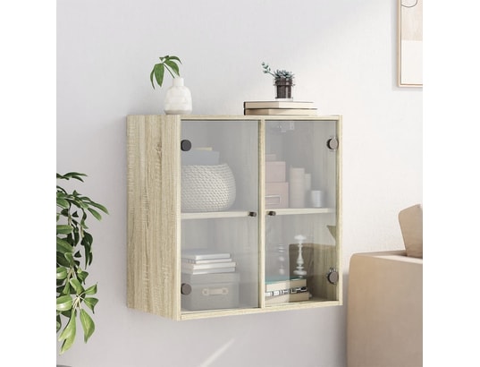 VIDAXL - Armoire de rangement Armoire murale avec portes en verre chêne sonoma 68x37x68,...