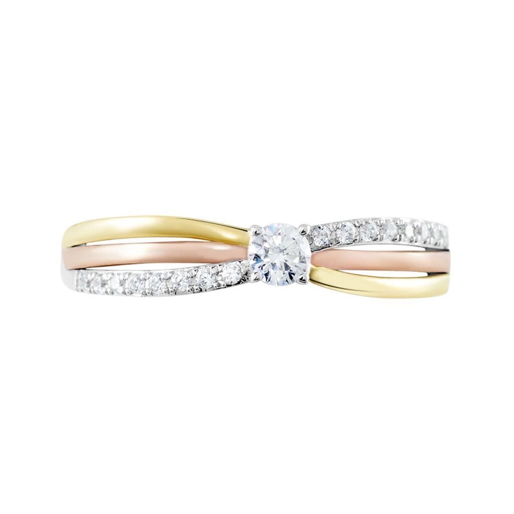 Bague Or Tricolore Peregrine Oxyde De Zirconium
