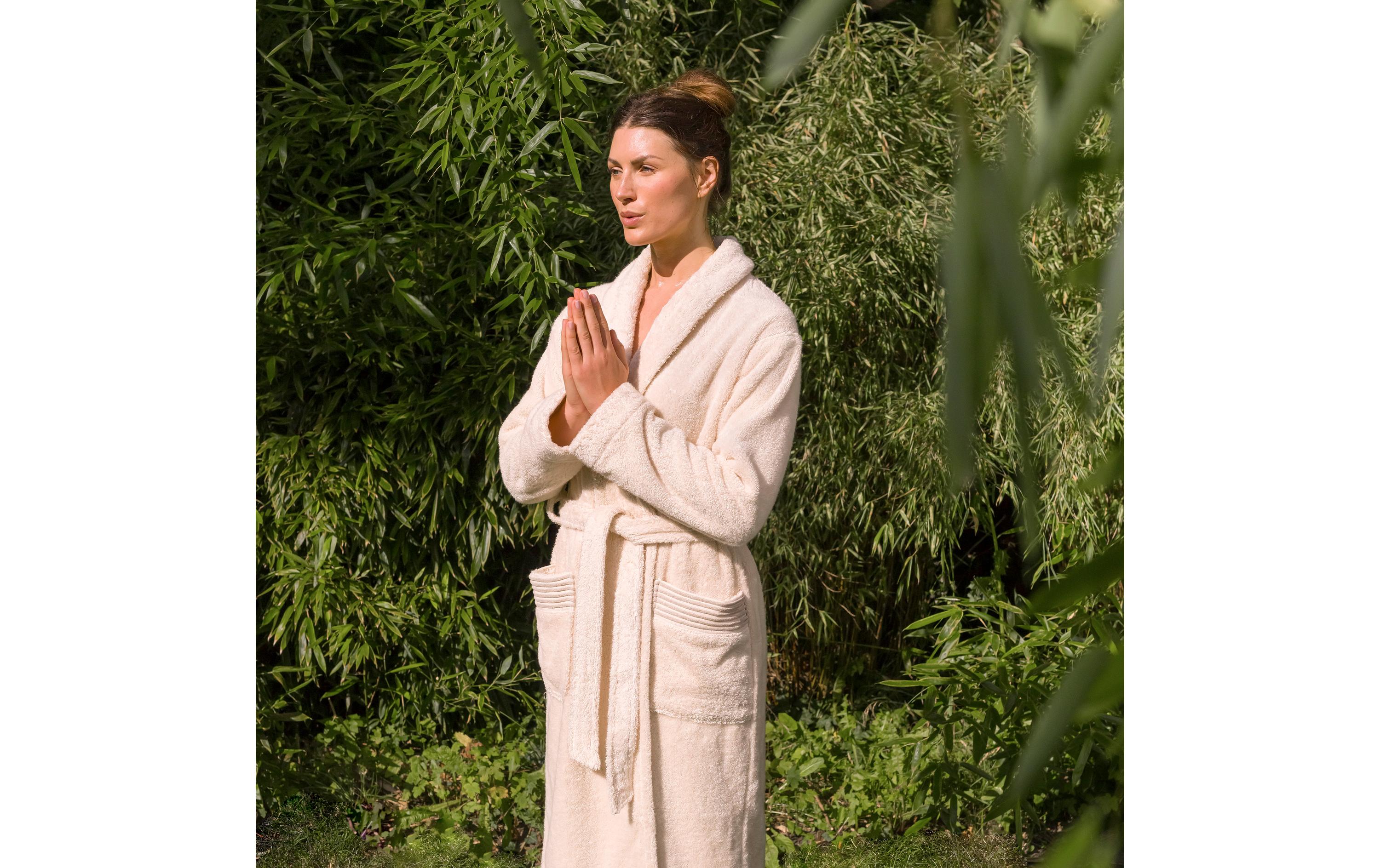 Bademantel Wellness M, Nature<br>Schalkragenmantel