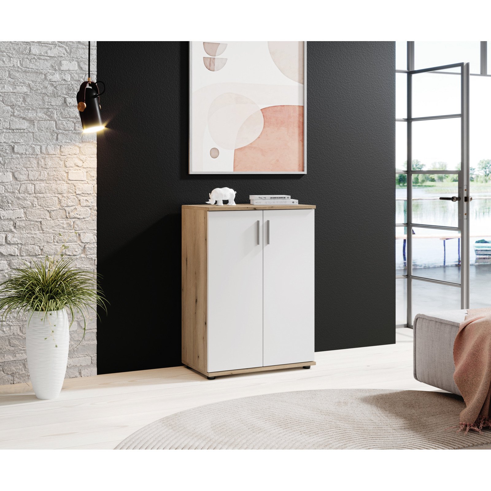 Kommode Leon Dekor Eiche Evoke weiss 60 x 84 x 35 cm