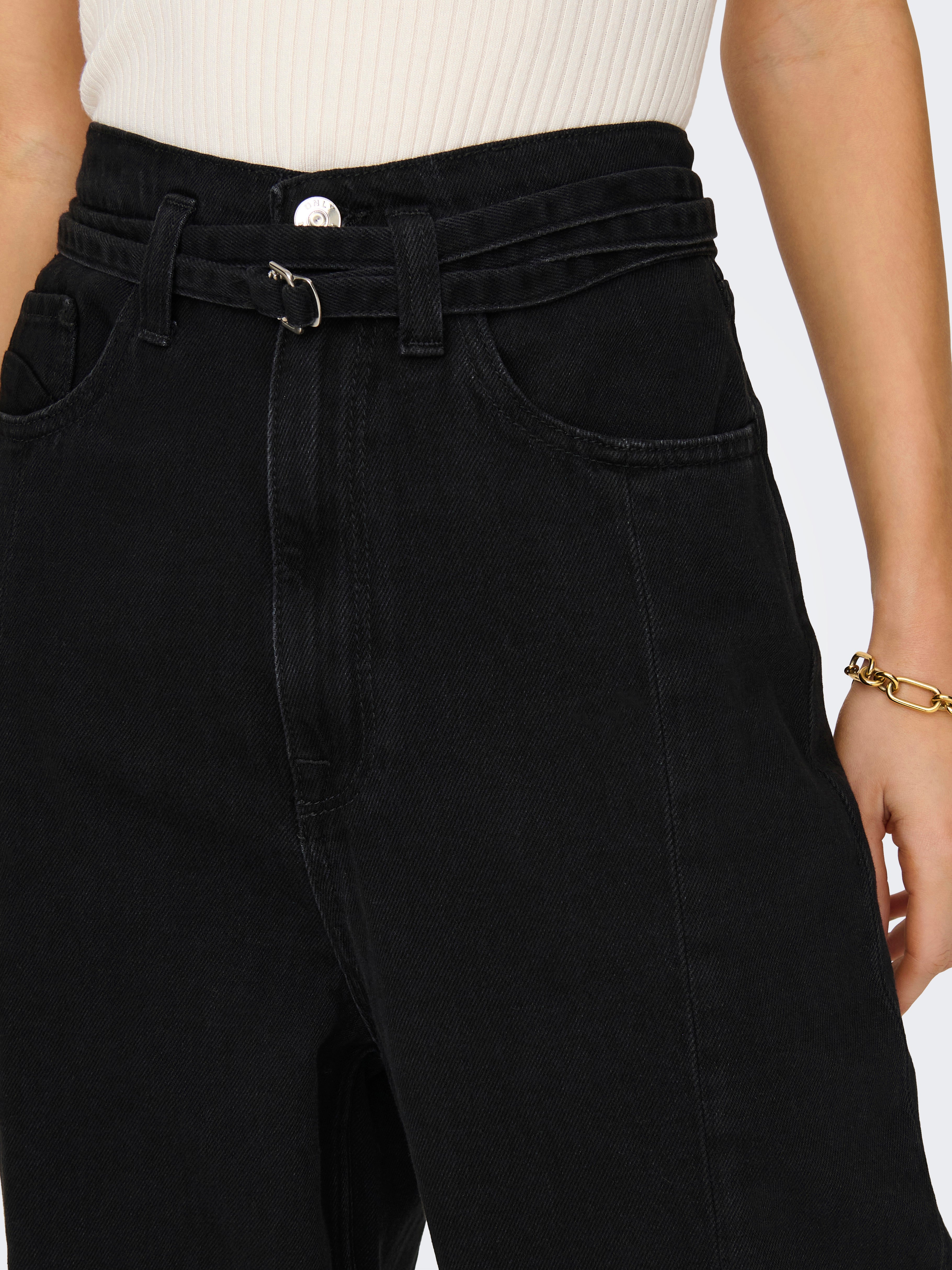 ONLHELEN Hohe Taille Weiter Beinschnitt Jeans Washed Black