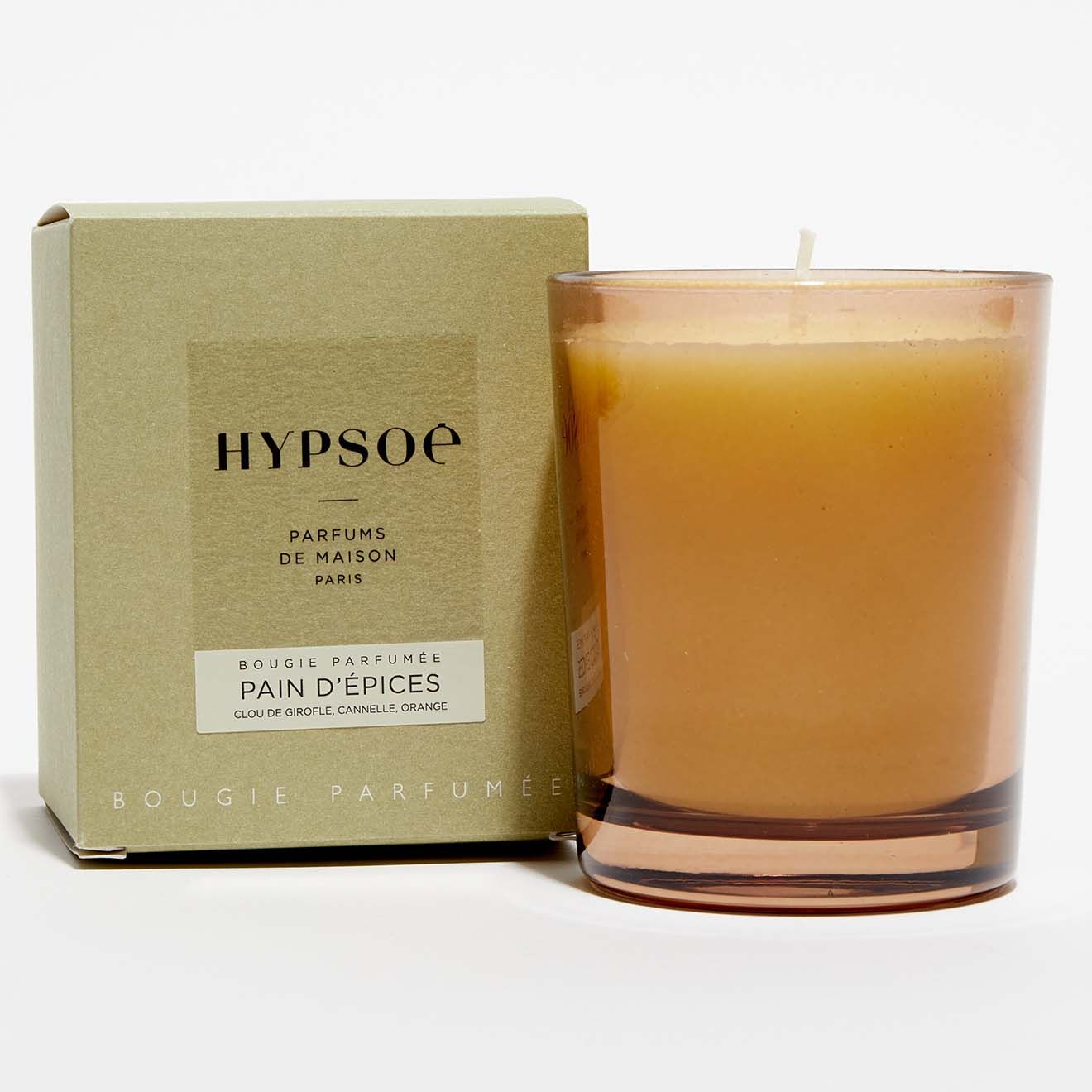 Hypsoé Bougie parfumée verre coloré fumé Pain d'Epices - 1 mèche 50h