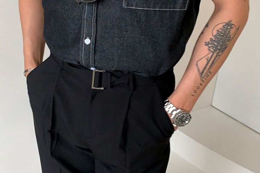 SeoulPop - Denim overhemd met korte mouwen
