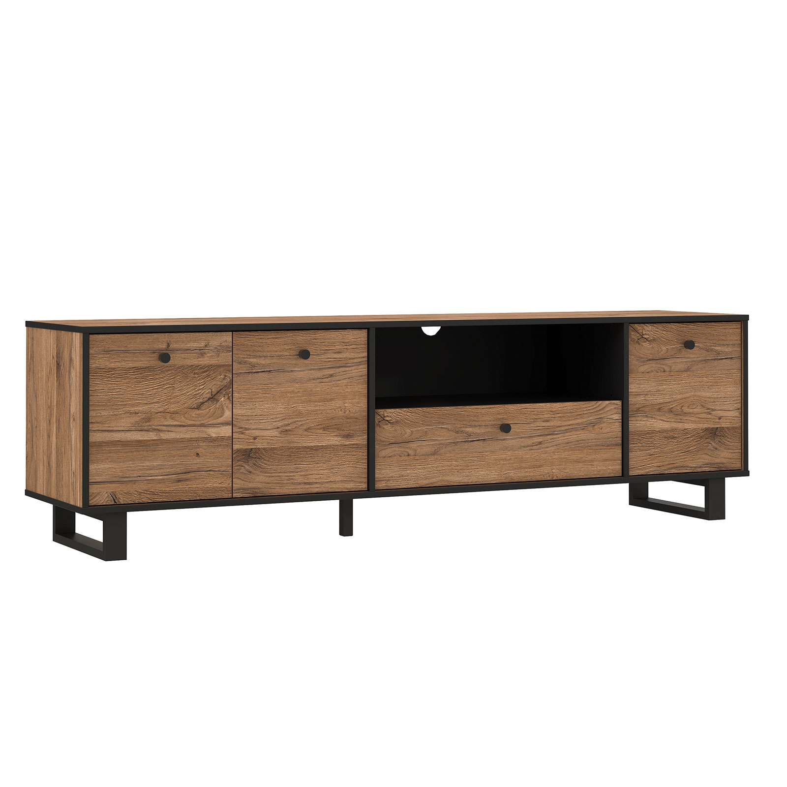 Lowboard - Colonial Eiche - schwarz - 181 cm