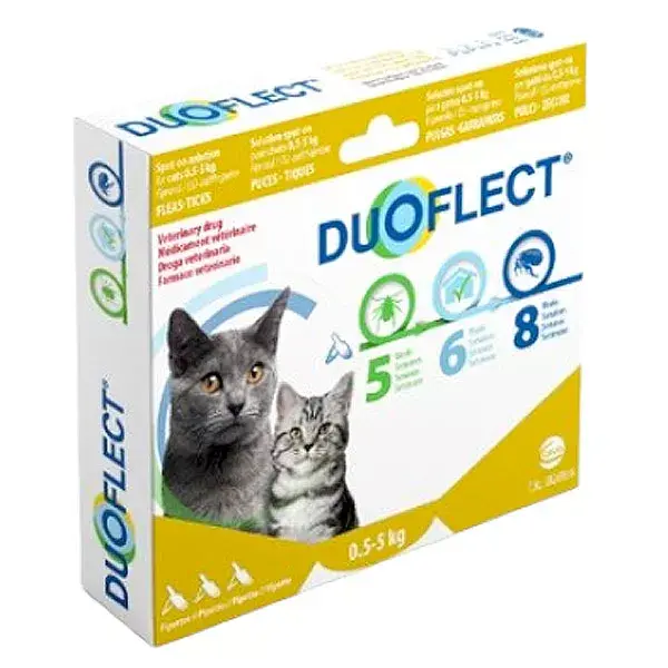 DUOFLECT® solução spot-on para gatos com peso entre 0,5 e 5 kg, 3 pipetas