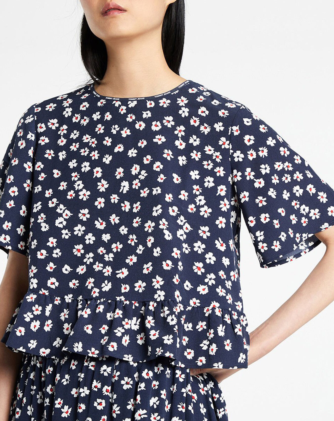 Tommy Jeans Blouse imprimée Fleurs bleu marine