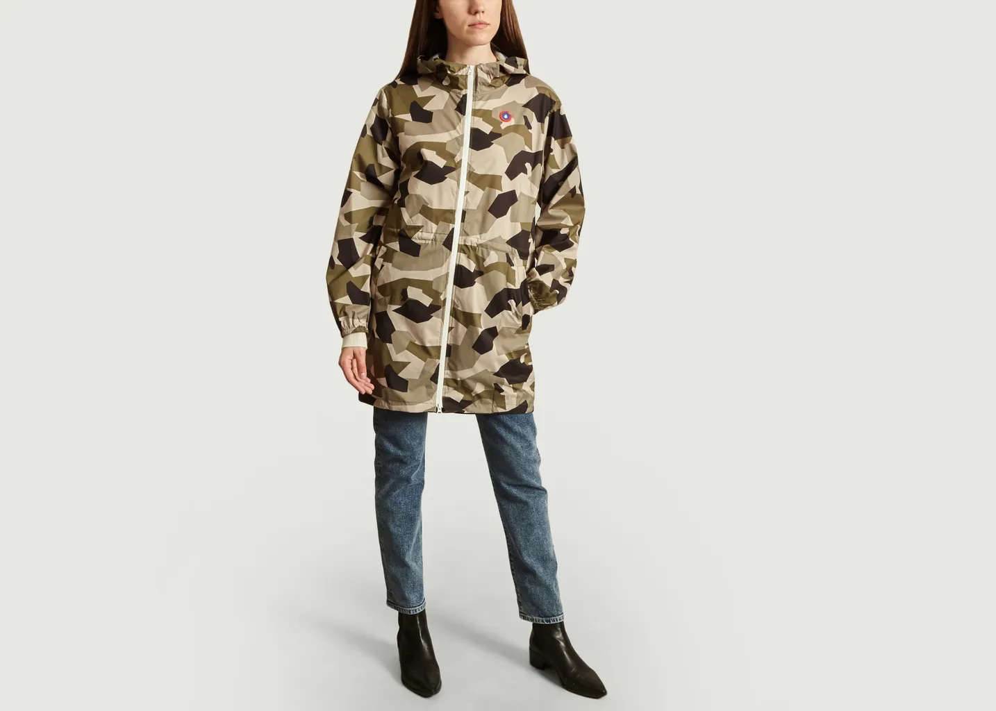 Imperméable long en toile recyclée Amelot Flotte