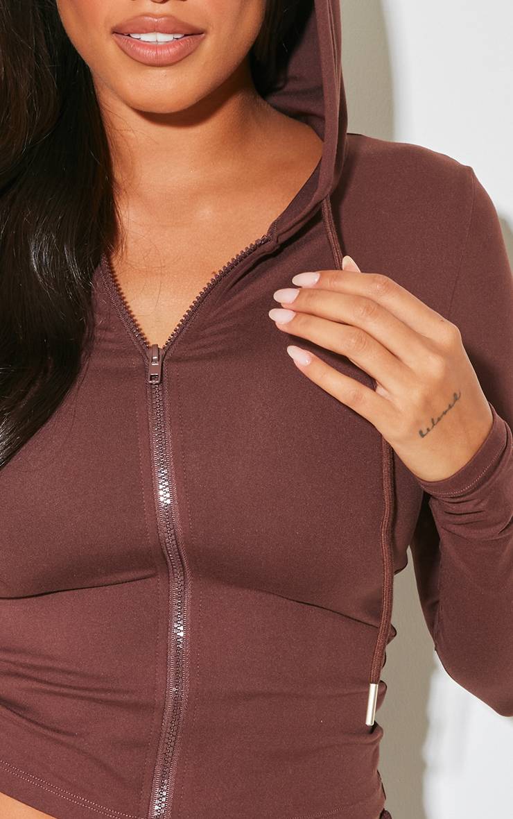 Marron Sweat À Casynthétiqueche Zippé Sculpté Shape