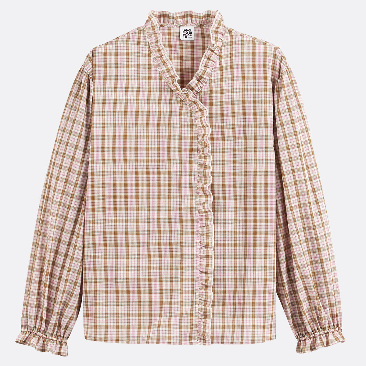 COLEÇÃO LA REDOUTE<br>Camisa xadrez, gola vitoriana, mangas compridas