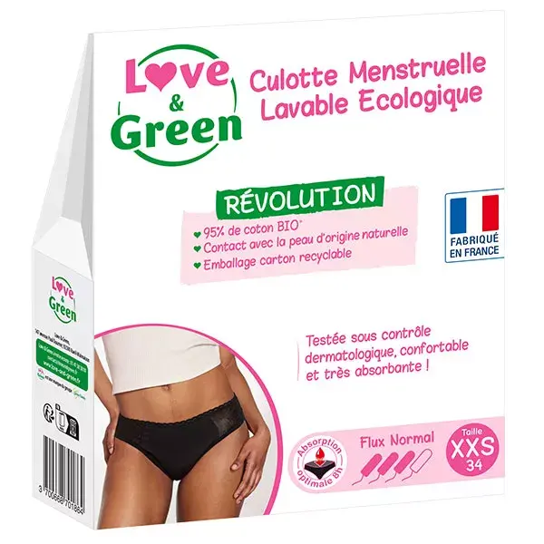 Love & Green Culotte Menstruelle Lavable Ecologique Taille 34 Flux Normal